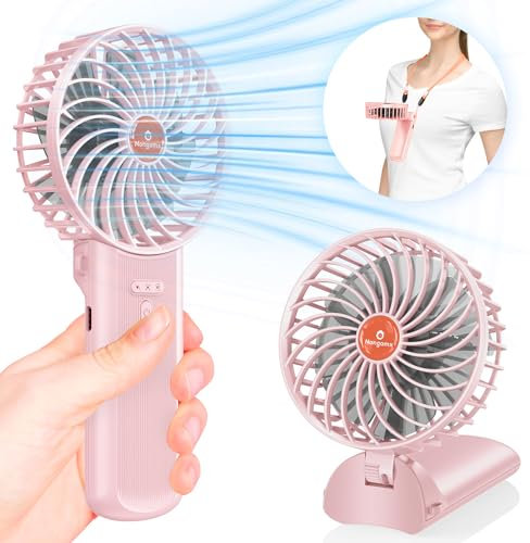 Mini Ventilateur Portable Silencieux Rechargeable - Petit Ventilo Batterie Ventilateurs portatif USB Table Fan Main Ventillateur de Poche avec 4 Vitesses et 7 Lames Pour Voyage Bureau Maison (rose)