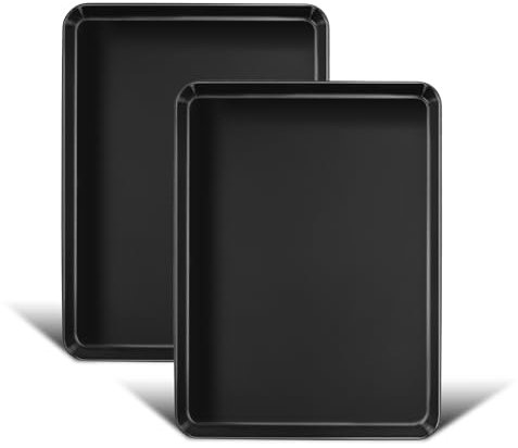Homikit Backblech, 2 Stück Antihaft Karbonstahl Kuchenblech Ofenblech Set, Klein Rechteckig Backform für Backen Braten Servieren, 26,5 cm x 20,5 cm x 2,5 cm, Ungiftig, Rostfrei & Leicht zu Reinigen