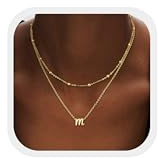 JeweBella 18K Vergoldete Kette mit Buchstaben für Damen Personalisierte Layering Schmuck Halskette Beste Freundin Geschenk