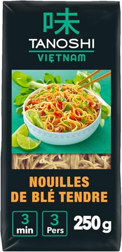 TANOSHI VIETNAM - Nouilles De Blé Tendre Sèches - 3 min Temps De Préparation - 3 Personnes / 250g