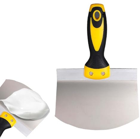 SHUOHONG Spatule Enduit, Spatules en Acier Inoxydablecouteau a Enduire avec Poignée Antidérapant, Spatule Bricolage, Spatule Mastic, Lisseuse Enduit, Grattoir Peinture, Grattoir et Un Bac Enduit
