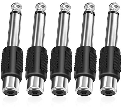 witeup 5PCS RCA Adapter Audio Adapter, Headphone Jack Adapter Headphone Jack 6.35mm Jack Plug Adapter RCA Female 6.35mm Male Audio Jack Adapter