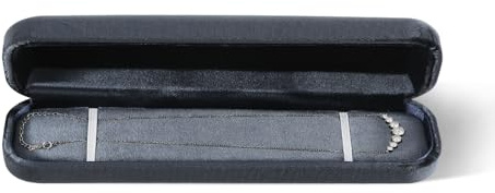 Dansmiy fjädrande sammetsring örhängen armband halsband displaybox, resor mini smycken organiseringsfodral (grå, lång kedjelåda)