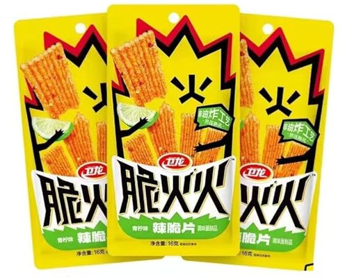 BaiLiSnacky Bastoncini latiao Latiao Snack Piccanti E Piccanti. – Snack Autentico Cinese | Vegetariano | Piccante & Saporito（16g×10pcs） (Sapore di lime)