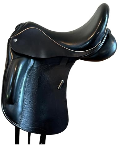 Sazaar Tack Sillín de caballo, de piel de vaca, cubierta completa, asiento de estribos de 12 a 19 pulgadas, color negro ST-037