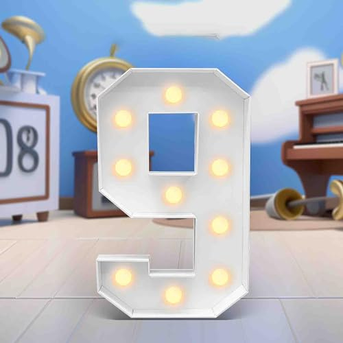 IINCOOY 4 FT Light Up Marquee Numbers0-9, Letter Big Mosaic Numbers, Giant Marquee Number Lights For Balloons Party Anniversary Wedding Decorations(9,70Cm)