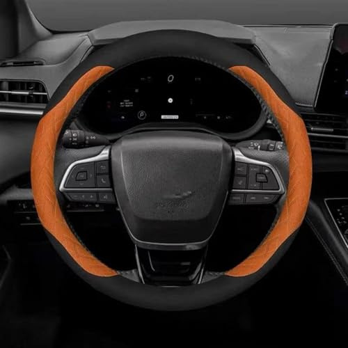 YYTEMD Funda De Volante De Gamuza De Cuero De Microfibra Antideslizante para Toyota para Camry CHR RAV4 para Yaris para Auris para Prado para Corolla 86 Antideslizante(Orange)