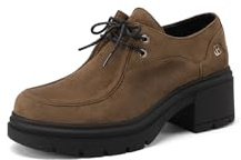 QUEEN HELENA Mocasines de tacón ancho con cordones franceses casuales para mujer X33-81, verde caqui, 37 EU