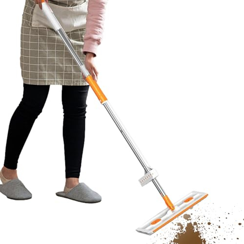 Furtryvl Mocio piatto in microfibra, mocio per pavimenti, manico telescopico, strumento di pulizia rapida per legno duro, laminato, cucina, bagno, appartamento, manutenzione giornaliera, commerciale