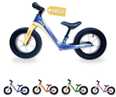 whizzy Laufrad 12 Zoll I Ocean I Stilvolles Lauflernrad ab 2 Jahre I Höhenverstellbares Kinder-Laufrad mit ergonomischem Sattel I 3,3 kg leichtes Kinder-Rad mit rutschfesten Griffen