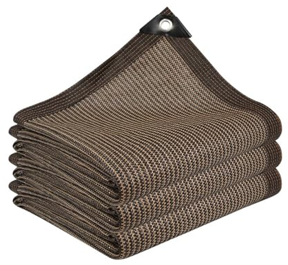 Tela de sombra 80 % marrón con ojales, bloquea el sol al aire libre para pérgola, jardín, invernadero, aves de corral, protección de plantas, resistente a los rayos UV