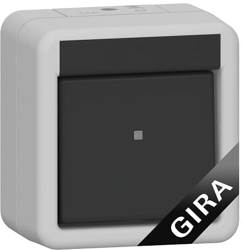 GIRA 310630 Wippschalter Universal-Aus-Wechselschalter 10 AX 250 V I Aufputz Schalter IP44 I Lichtschalter für Feuchtraum Außen und Innen I LED ready I Elektroinstallation Schalter Einsatz