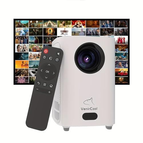 Mini projecteur, projecteur de film extérieur portable VenirCool natif 720p, prend en charge le décodage 4K et petit projecteur pris en charge de 200 pouces compatible avec clé TV, téléphone, PS5