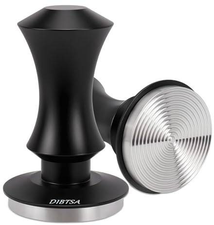 DIBTSA Espresso Tamper 53.3mm Kaffeetamper mit Federmechanismus, für Breville-Serie 54mm Siebträgerkorb, 304 Edelstahl-Riffelbasis und eloxierter Aluminiumgriff