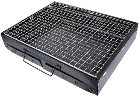 AKOOSY Barbecue Portatile in Acciaio Nero Resistente Grill Carbonella per Campeggio Outdoor Design Compatto e Stabile per Picnic e Giardino