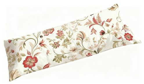 Taie de Traversin 120 cm Crème, Housse Traversin 120x40cm Fleurs, Qualité Taies d'oreiller Velours avec Fermeture Éclair, Ultra Douce, Confort et Respirante, Avable en Machine, Sans Déformation S3-221