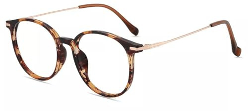 Firmoo Blaulichtfilter Brille ohne Sehstärke für Damen Herren Runde TR-Rahmen Computerbrille, Blaulicht UV Schutzbrille