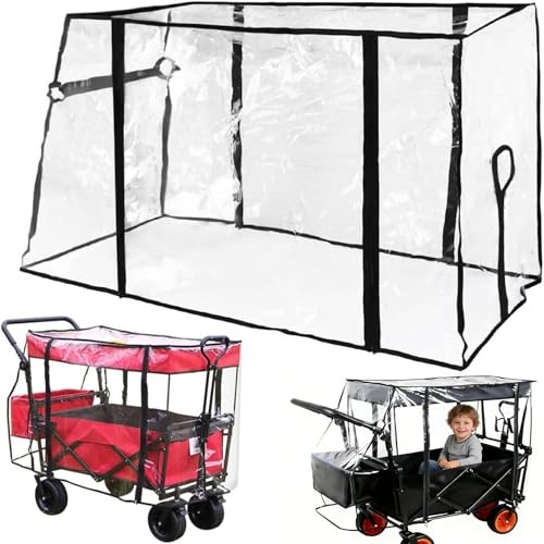 Collapsible Wagon Rain Cover Clear– Waterproof Trolley Cart Cover for Garden, Camping & Outdoor Use – Universal Fit for Most Folding Wagons (Trolley & Poles Not Included)