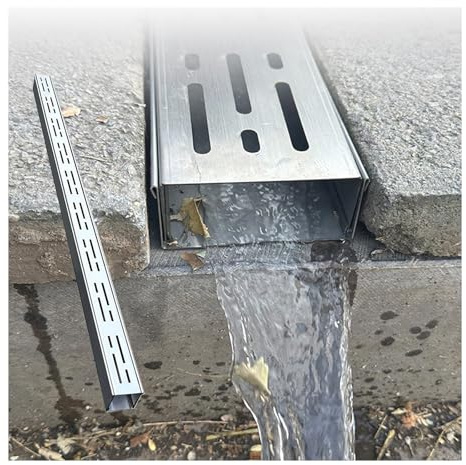Canalina Scarico Acqua Piovana Esterno,Canaletta Scolo Acqua Piovana Canaletta di Drenaggio in Acciaio Inox,per Impieghi Gravosi Canale di Drenaggio per Vialetto,Cortile(H5*W20CM/H1.96*W7.87IN)