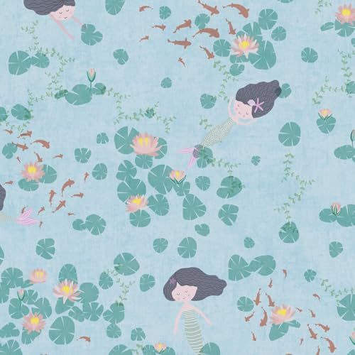 Profhome Kindertapete 771461-GU Vliestapete blau grün braun-beige pastell-türkis 0,53 m x 10,05 m = 5,33 m2