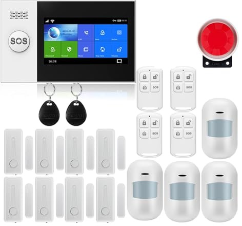 Sistema di allarme, Allarme intelligente APP Pannello di allarme di controllo remoto commutabile 9 lingue Sicurezza domestica wireless GSM GPRS di allarme Scheda RFID Disinserimento braccio(W4B8)