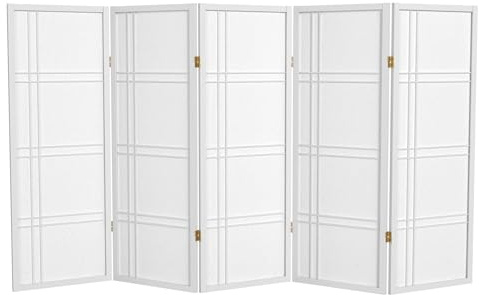 4 ft. Short Double Cross Shoji Screen - White - 5 Panels