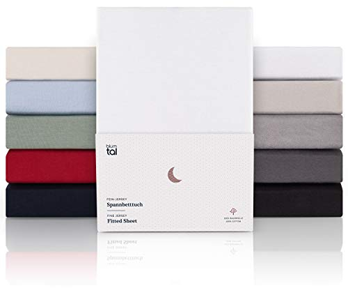 Blumtal® Premium Topper Spannbettlaken 180x200 cm Jersey - Oeko-TEX zertifiziertes Spannbettlaken Topper 180x200 Baumwolle - Spannbettlaken 180x200cm Topper/Bettlaken Topper 180x200/Topper Bezug Weiß