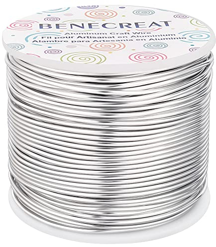BENECREAT 15 Gauge (1.5mm) Aluminum Wire 68m (220FT) Anodized Jewelry Craft Making Beading Floral Colored Aluminum Craft Wire - Silver