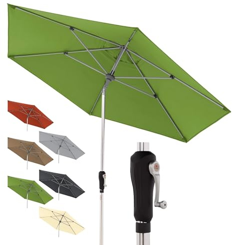 Doppler Sonnenschirm für den Garten SL-AZ Auto Tilt 275 cm Fresh Green I Gartenschirm knickbar I Kurbelschirm mit UV-Schutz 80+ I Kurbelschirm aus Aluminium I regenabweisendes Polyester-Schirmdach