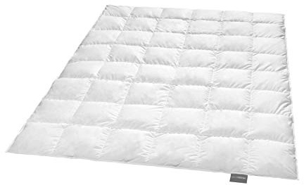 Traumnacht Exklusiv medium duntäcke med nya vita dun (90%) och fjädrar (10%), DIN EN 12934, 155 x 220 cm, Down Pass och Öko-Tex certifierad, tillverkad enligt tysk kvalitetsstandard