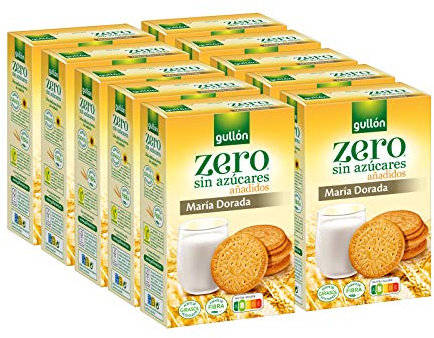 Gullón - Galleta María Dorada fibra, sin azúcar añadido Diet Nature, 4000 g, Pack de 10