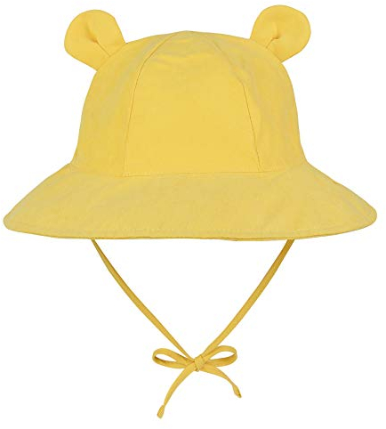 Durio Unisex Baby Kleinkinder Sonnenhut Kappe Mütze Fischerhut Strandhut Kinder Baby Mädchen Jungen Sommerhut UV Schutz UPF 50+ Gelb 2-4 Jahre