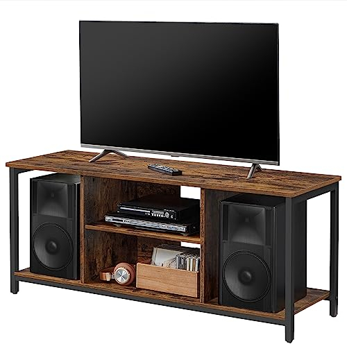 VASAGLE TV Stand for TV up to 60 inches, TV Cabinet with Open Shelves, TV Console for Living Room, Entertainment Room, Rustic Brown and Black LTV060B01