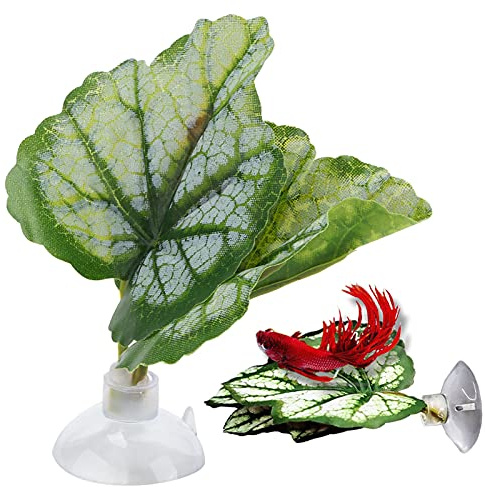 Restokki Feuille Hamac pour Combattant Vert, Cachette et Coussin de Repos Réaliste pour Aquarium, Décoration Simulant Un Habitat Naturel pour Poissons