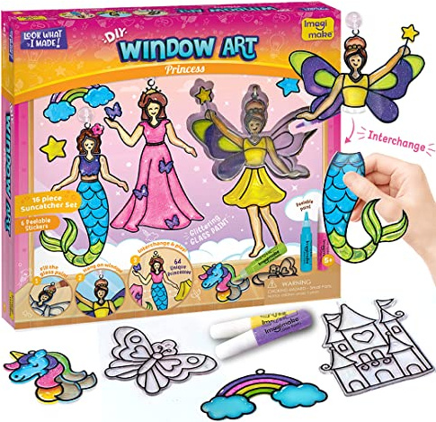 Imagimake Window Art Princess | Suncatcher Kit | Arts and Crafts for Kids Ages 8-12 | Girls Toys Age 6-8 | Unicorn Gifts for Girls Age 6-8 | 5 Year Old Girl Gift | 8 Year Old Girl Birthday Gift
