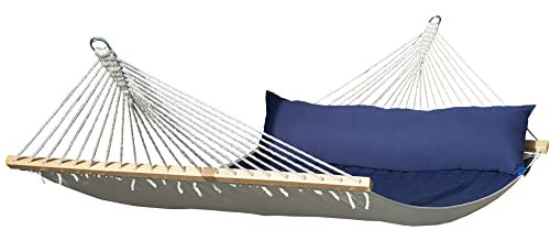 Potenza Outdoor Panama Hängematte 210 x 140 cm, Stabhängematte, Doppelhängematte Belastbarkeit bis 200 kg (Blau)
