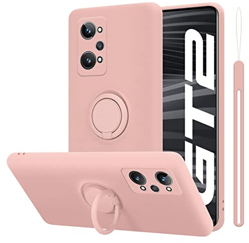 Cadorabo Estuche Compatible con Realme GT 2 / GT Neo 2 en Liquid Rosa - Funda Protectora Fabricada en Silicona TPU Flexible con Anillo