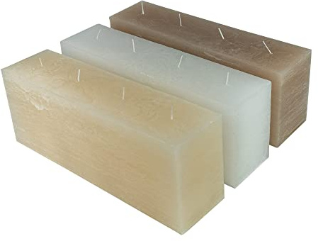 holiki rustikale Vierdochtkerze in Weiss - Quader 32x12x8cm I Mehrdochtkerze Blockkerze Kerze mit langer Brenndauer - Rustikkerze große Kerze XXL
