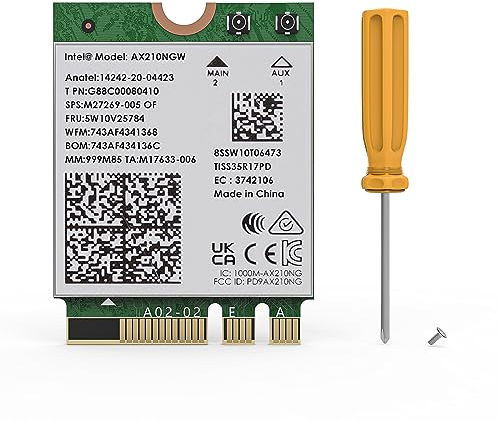 WAVLINK WiFi 6E AX210 Wireless Scheda Modulo, Adattatore di Rete Intel Tri-Band 5400Mbps 2.4GHz/5GHz/6GHz per Laptop, con Bluetooth 5.3,Latenza Ultrabassa, Supporto Windows 10/11 (64bit) M.2/NGFF