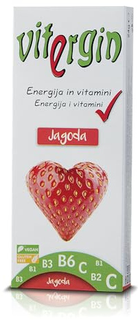 VITERGIN Bonbons vitaminés à la fraise – Saveur piquante en 12 paquets (chaque paquet de 20 bonbons) Bonbons sucrés pour une explosion d'énergie quotidienne