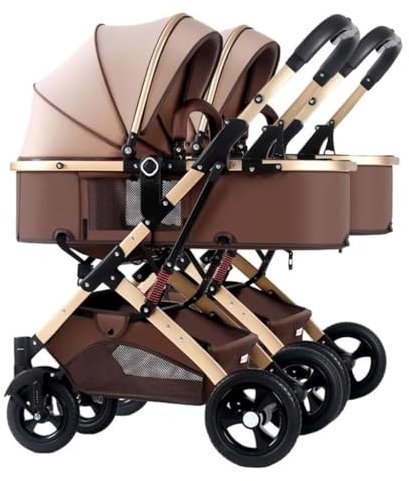 Rieort Tragbarer Zwillings-Kinderwagen, Abnehmbarer 2-Einzel-Doppel-Kinderwagen, umkehrbarer Stubenwagen-Kinderwagen, Verstellbarer Doppel-Kinderwagen