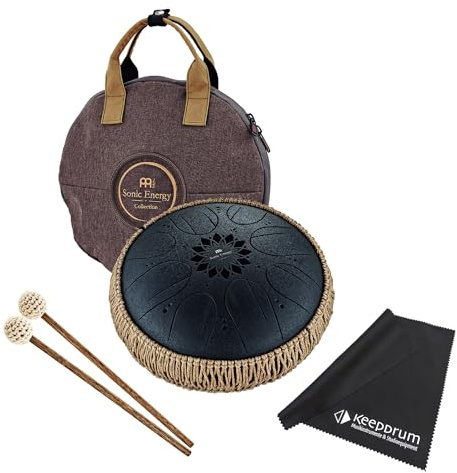 Sonic Energy Meinl MOSTD1BK Medium Steel Tongue Drum H-Moll 8 Töne + keepdrum Mikrofasertuch