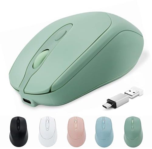 Quntee Mouse wireless Bluetooth USBC per laptop MacBook Air, mouse wireless ricaricabile USB C, compatibile con Mac Desktop/Surface Pro Mouse portatili (BT5.2/3.0, 2.4G USB A, Type-C)
