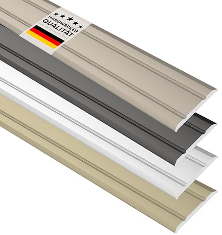 D-TACK Übergangsprofil Alu selbstklebend | Breite 24,8 mm | Länge 2,7 m | Titan | Flache Übergangsschiene | Übergangsleiste aus eloxiertem Aluminium | Abdeckleiste in Handwerker-Qualität