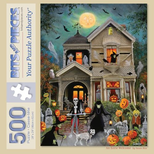 Bits and Pieces an Eerie Welcome Jigsaw Puzzles for Adults - Haunted House Halloween, No 2 Pieces Alike (500 Piece Puzzle)