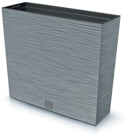IMJ-Global Furu Case Blomkrukor i plast, rektangulära planteringskrukor, 58 x 18 x 49,8 cm, för inomhusbruk, grå, 44 liter, modern design