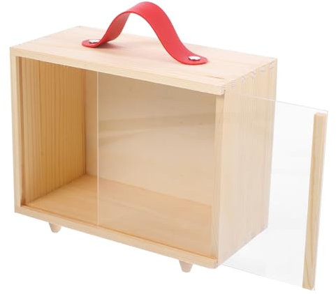 Zerodeko Holz Aufbewahrungsbox mit Griff und Sichtfenster Kleine Quadratische Kiefernholz Geschenkbox Mehrzweck Dekorationsbox für Süßigkeiten und Festival Wiederverwendbare