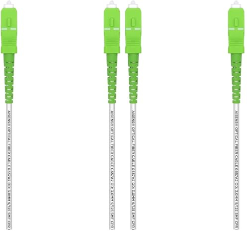 AISENS Cable Fibra Óptica Latiguillo G657A2 3.0 9/125 SMF Simplex CPR DCA LSZH, SC/APC-SC/APC, Blanco, 150 m (Paquete de 2)