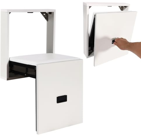 DAOHHFO Schuhwechselhocker mit PVC Sitzkissen, An Der Wand Montierter Klappschuhhocker für den Eingangsbereich, Unsichtbarer Klappstuhl für den Flur, Tragkraft 150 kg, Platzsparend (Reines Weiß)