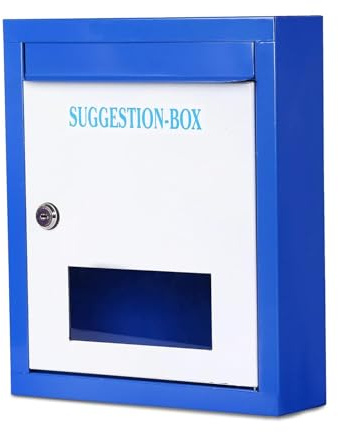 Letter Box for Home, Wall Mount Stand, Metal Wall Mount Shelf, Letter Box, Outdoor Mailboxes, Key Lock, Wall Mountable or On Table Surface (Blue, Rectangular)